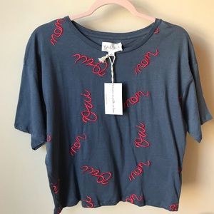 NWT Embroidered Crop T-Shirt